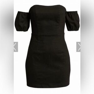 Lulus off the shoulder black denim mini dress